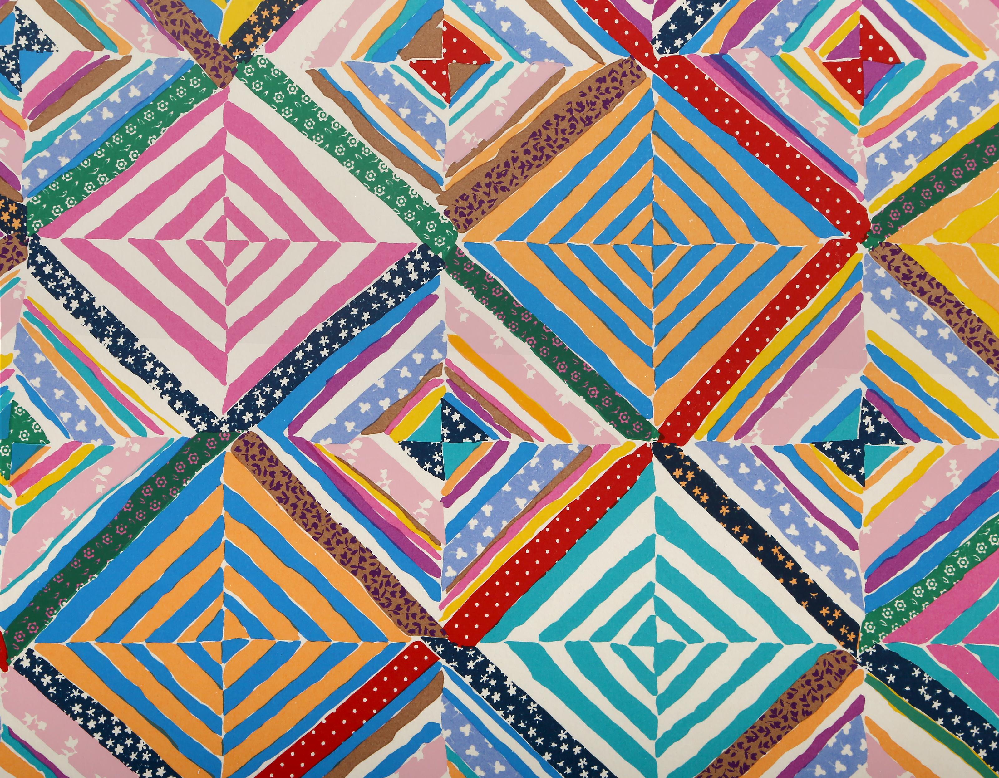 Mensch, Abstract Geometric Screenprint by Barbara Kohl-Spiro For Sale 1