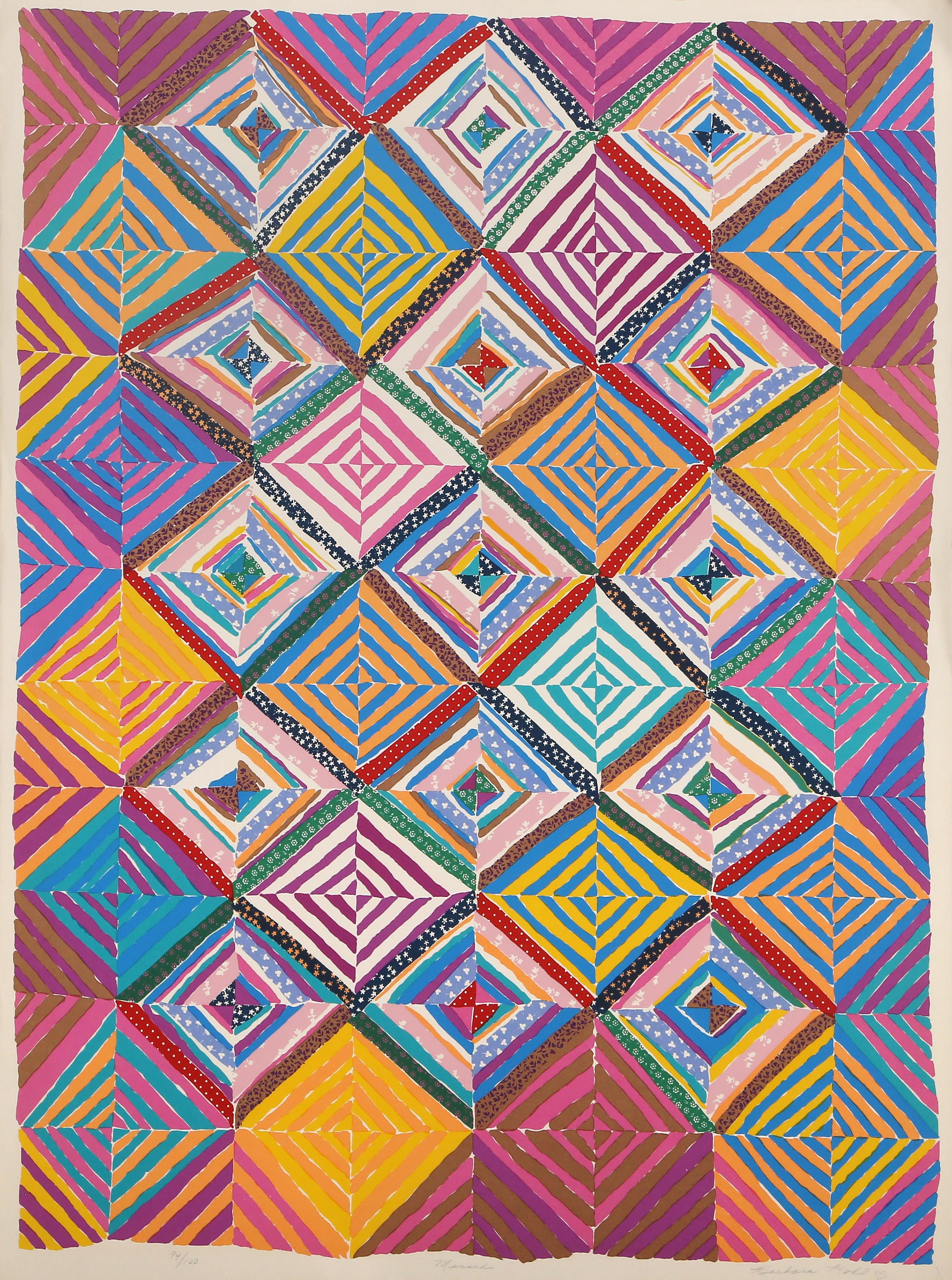Mensch, Abstract Geometric Screenprint by Barbara Kohl-Spiro