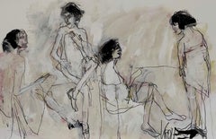 Quatre femmes, techniques mixtes sur papier