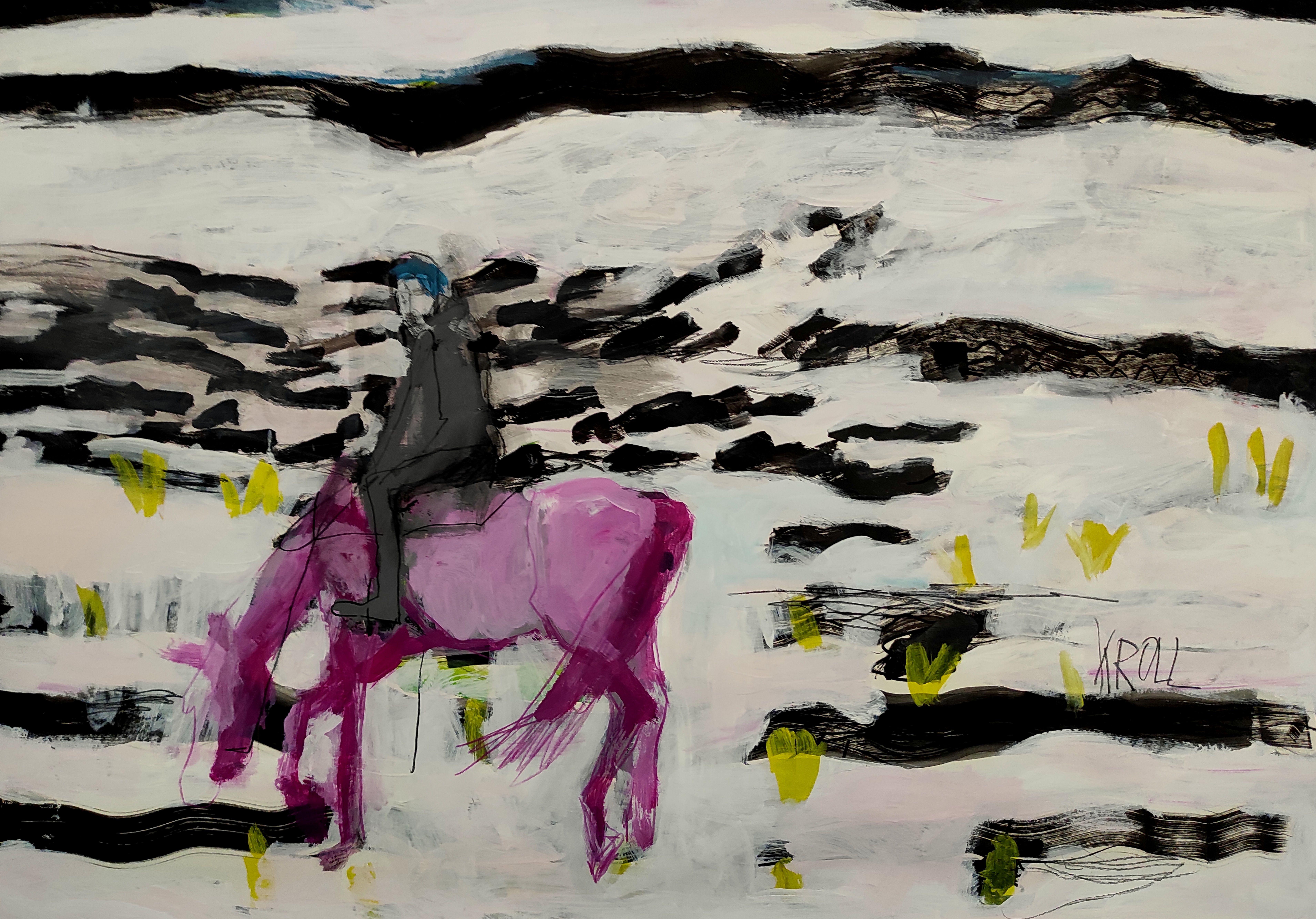 Horseman, Mixed Media on Paper - Mixed Media Art by Barbara Kroll