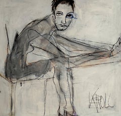 Seated, Mixed Media on Paper