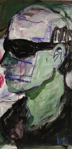 The man with the black glasses, Mixed Media on Paper