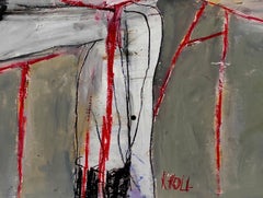 Femme à table, Technique mixte sur papier