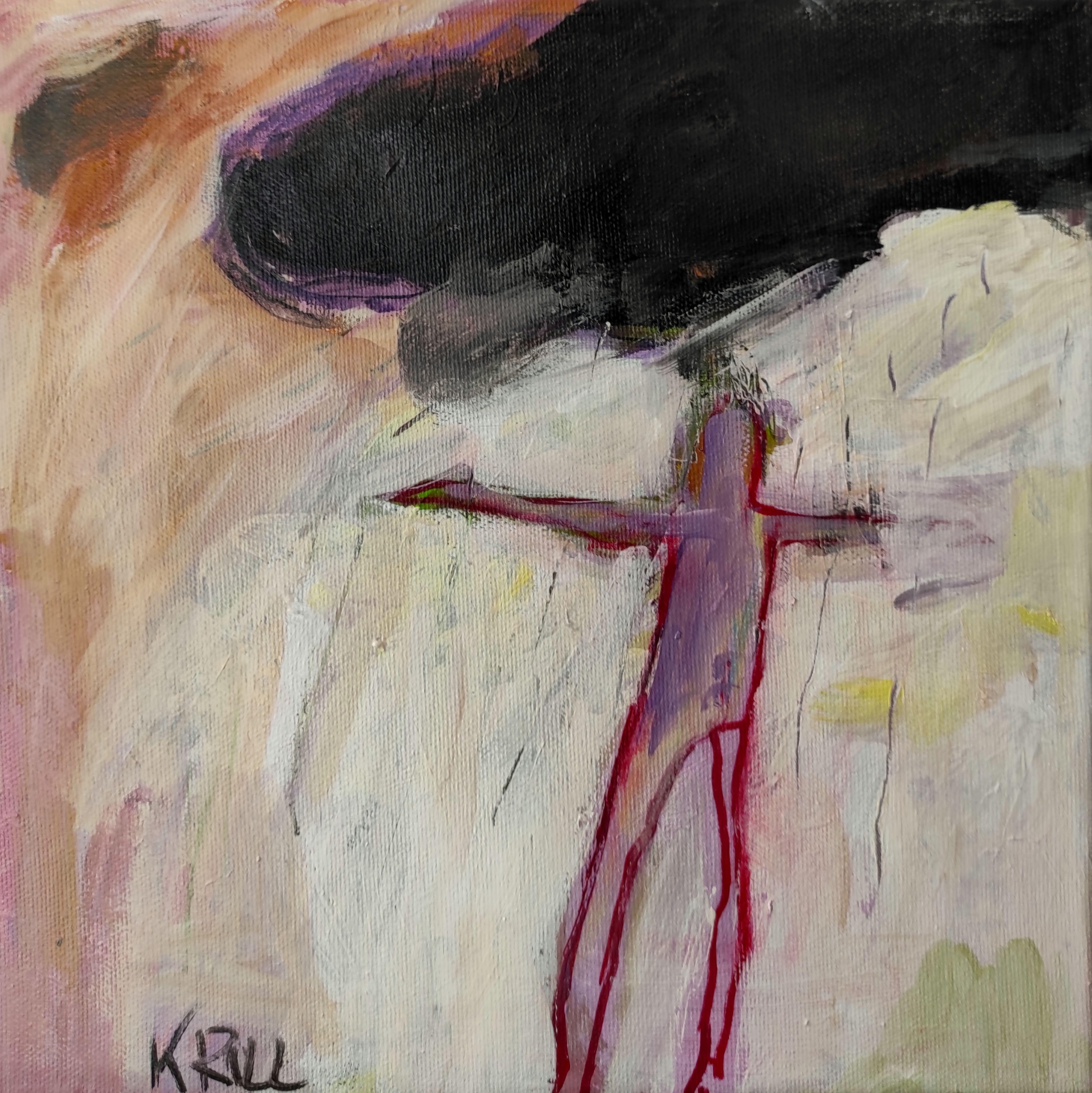 Man in the storm, Gemälde, Acryl auf Leinwand – Painting von Barbara Kroll