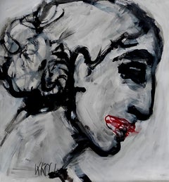 Portrait d'une femme, peinture, acrylique sur papier