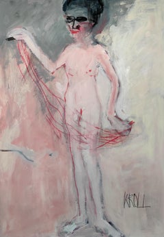 Standing female nude, Painting, Acrylic on Paper