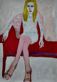 Das Mädchen mit goldenem Haar, Gemälde, Acryl auf Papier