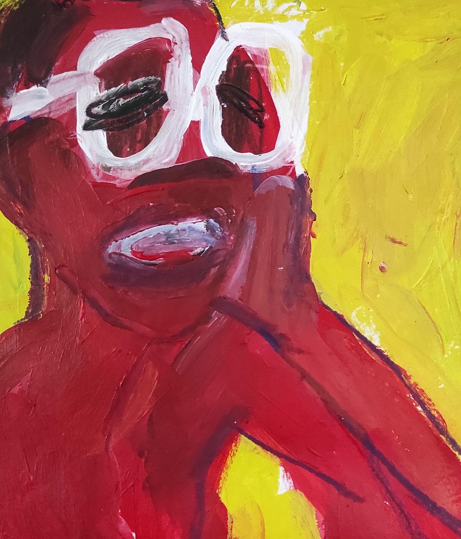 White glasses, Painting, Acrylic on Paper For Sale 2