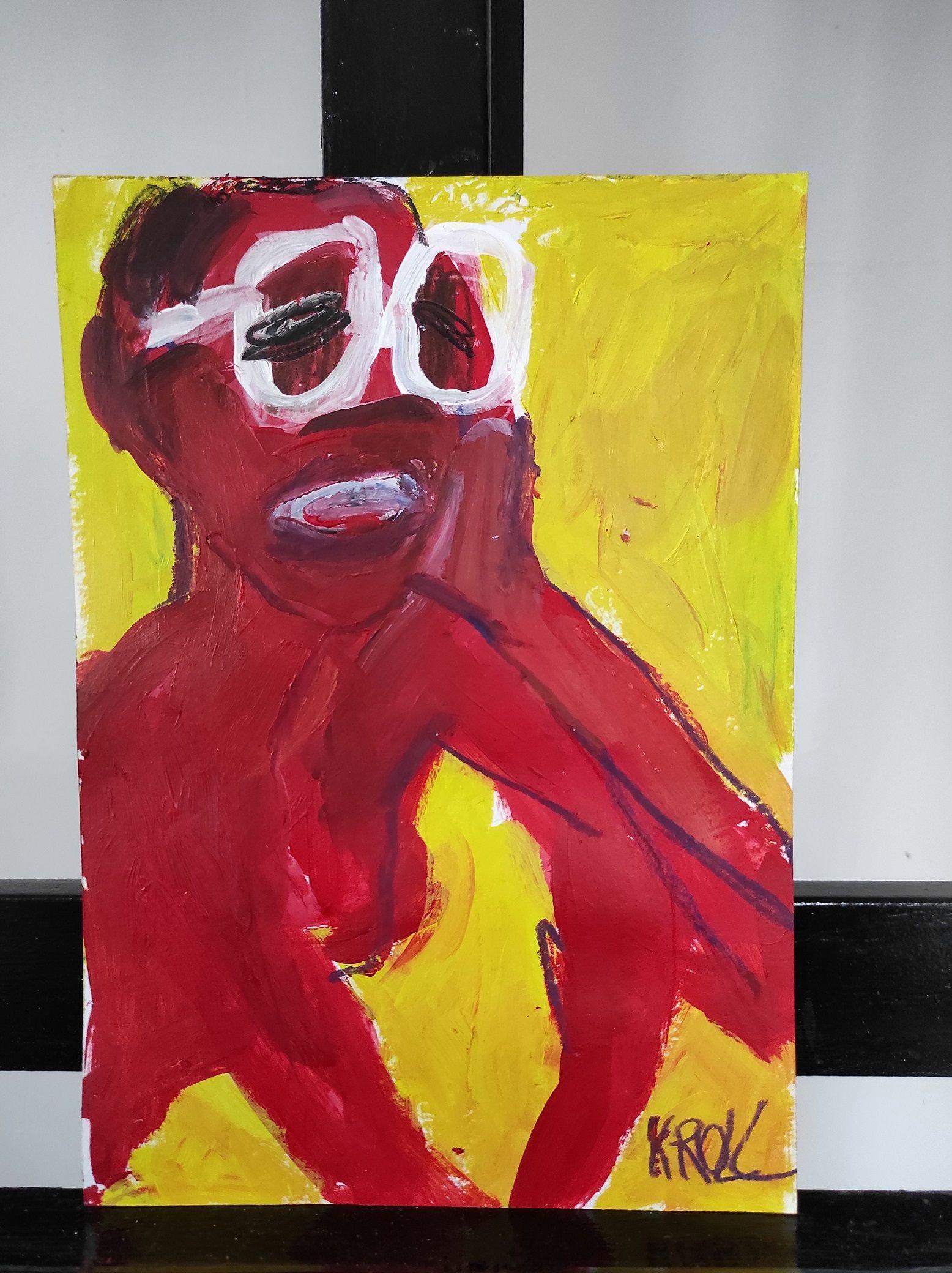 White glasses, Painting, Acrylic on Paper For Sale 3