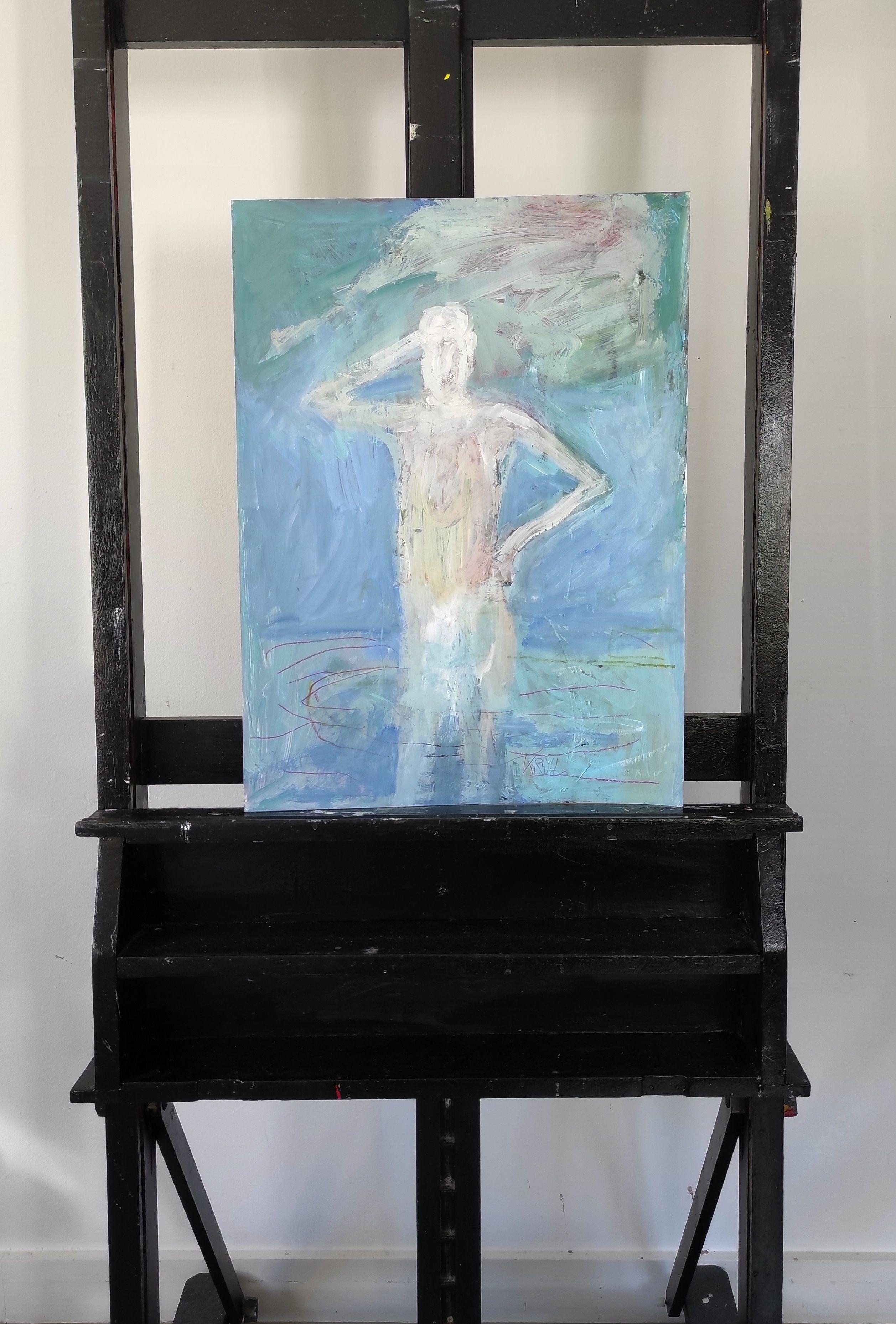 With head in the clouds, Painting, Acrylic on Paper For Sale 1