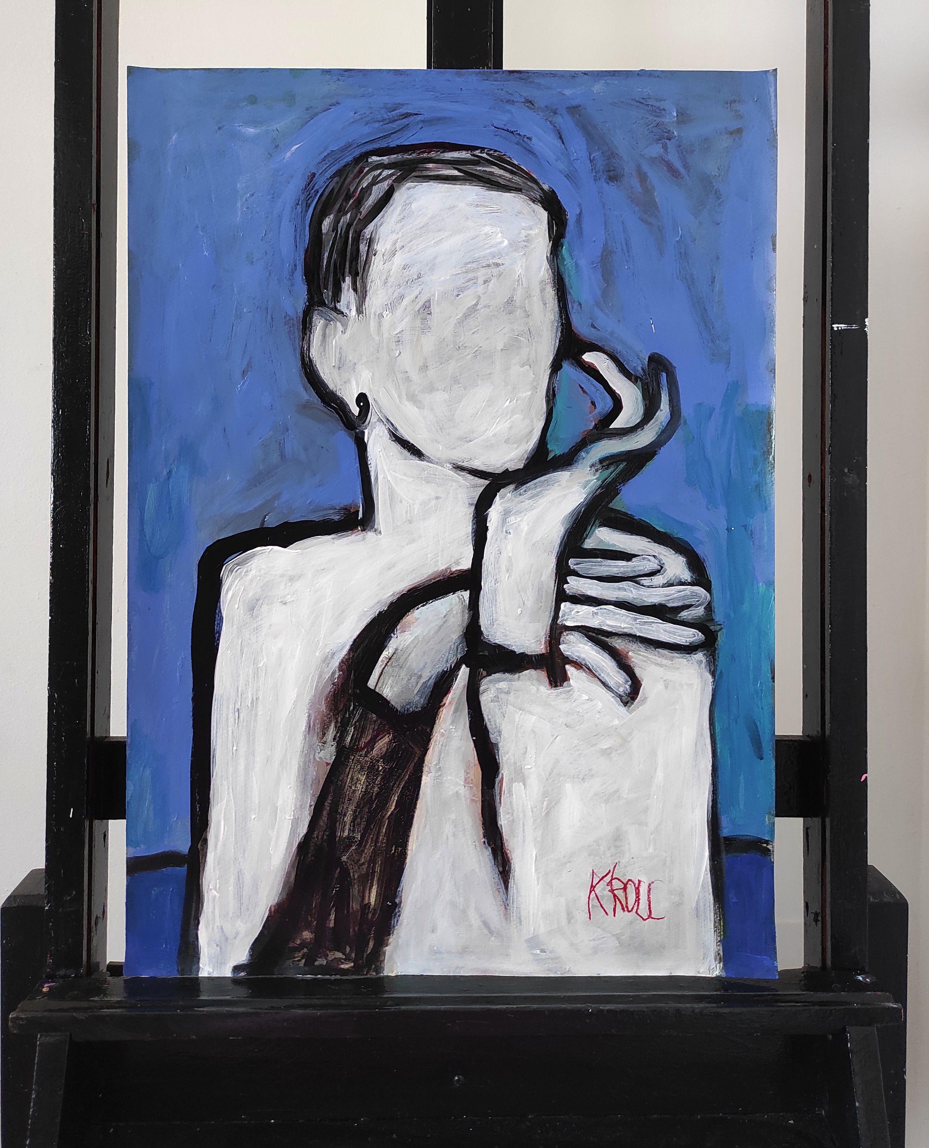 Without face III, Painting, Acrylic on Paper For Sale 1