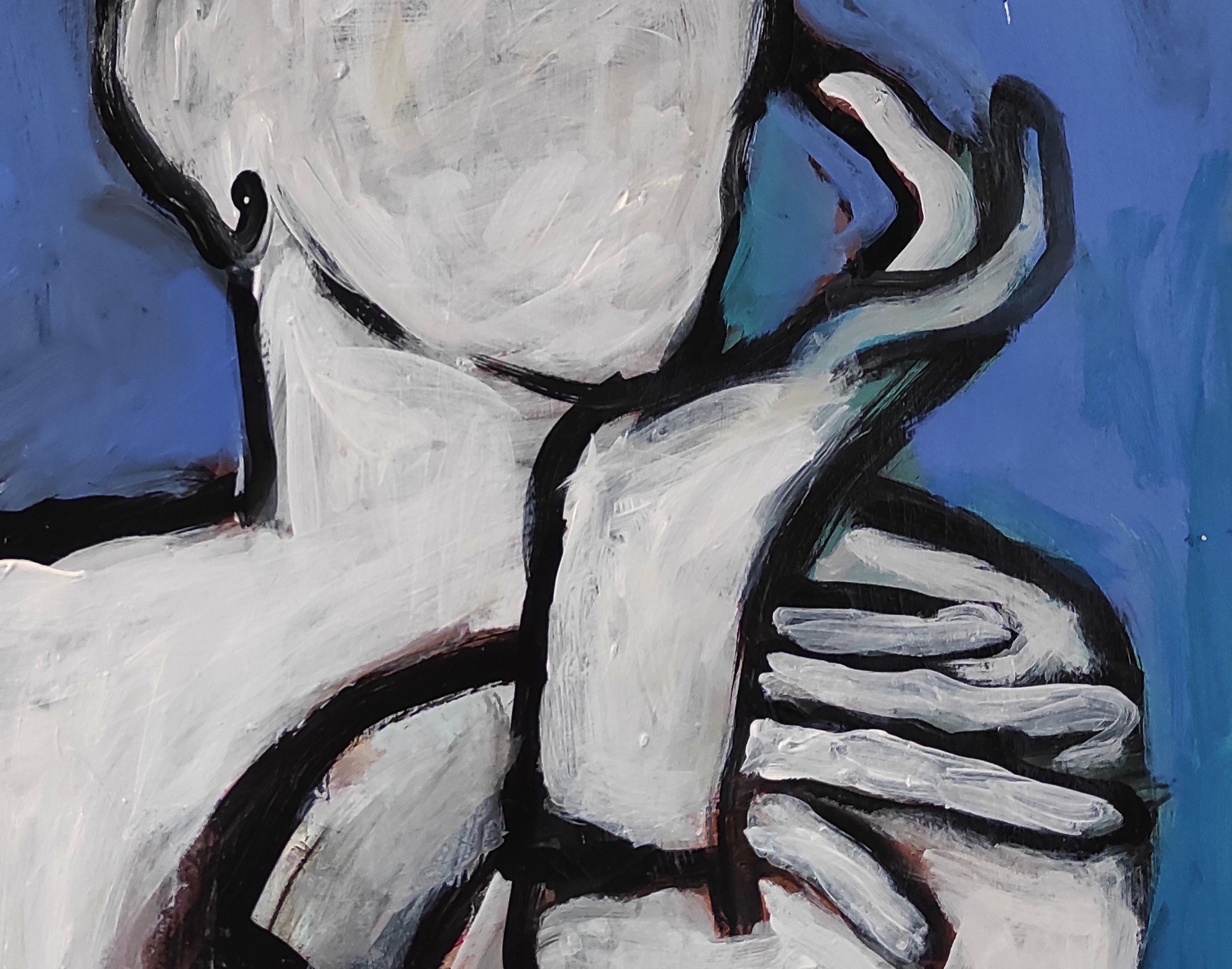 Without face III, Painting, Acrylic on Paper For Sale 2
