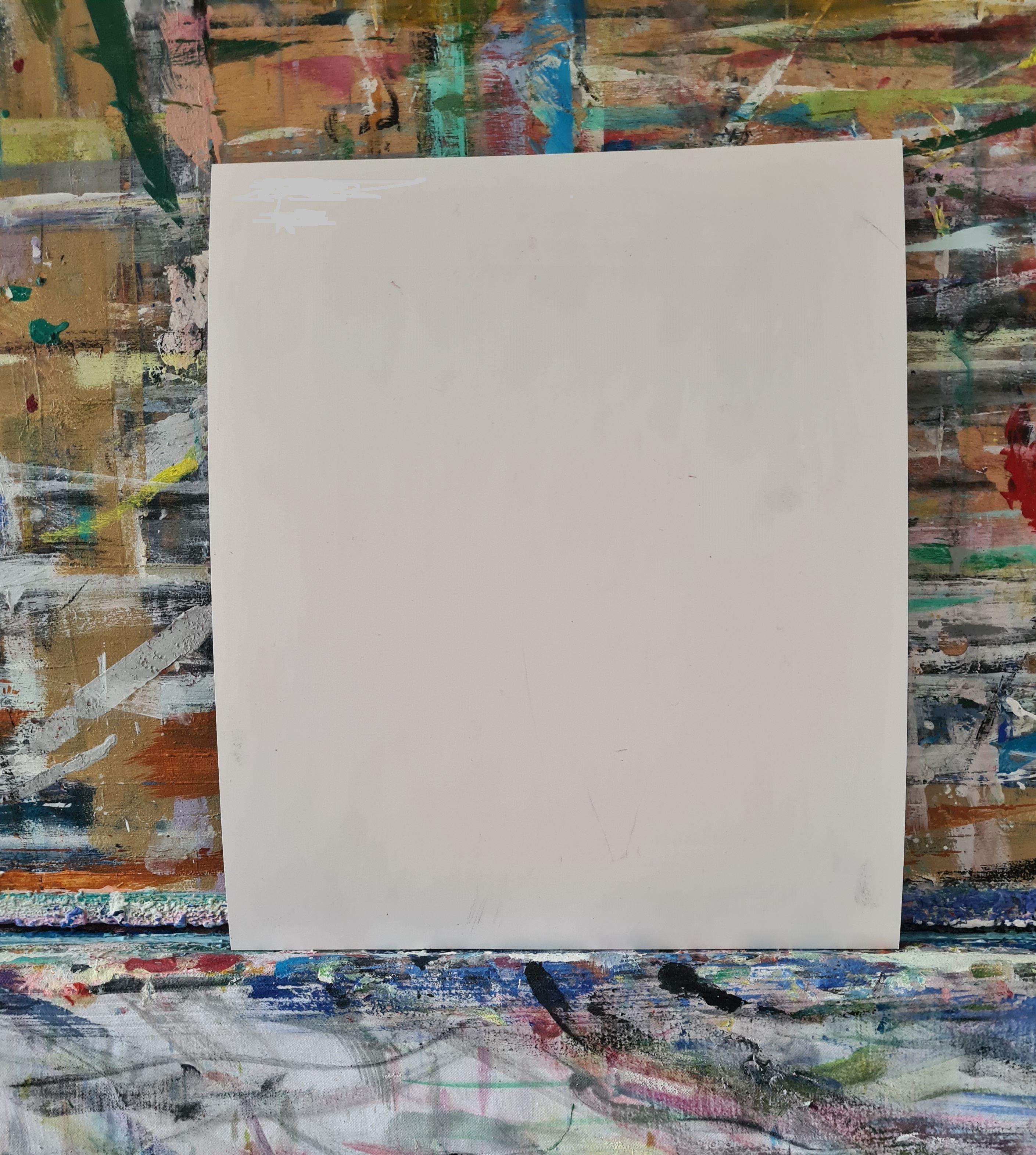 Frau in Blau, Gemälde, Acryl auf Papier im Angebot 1