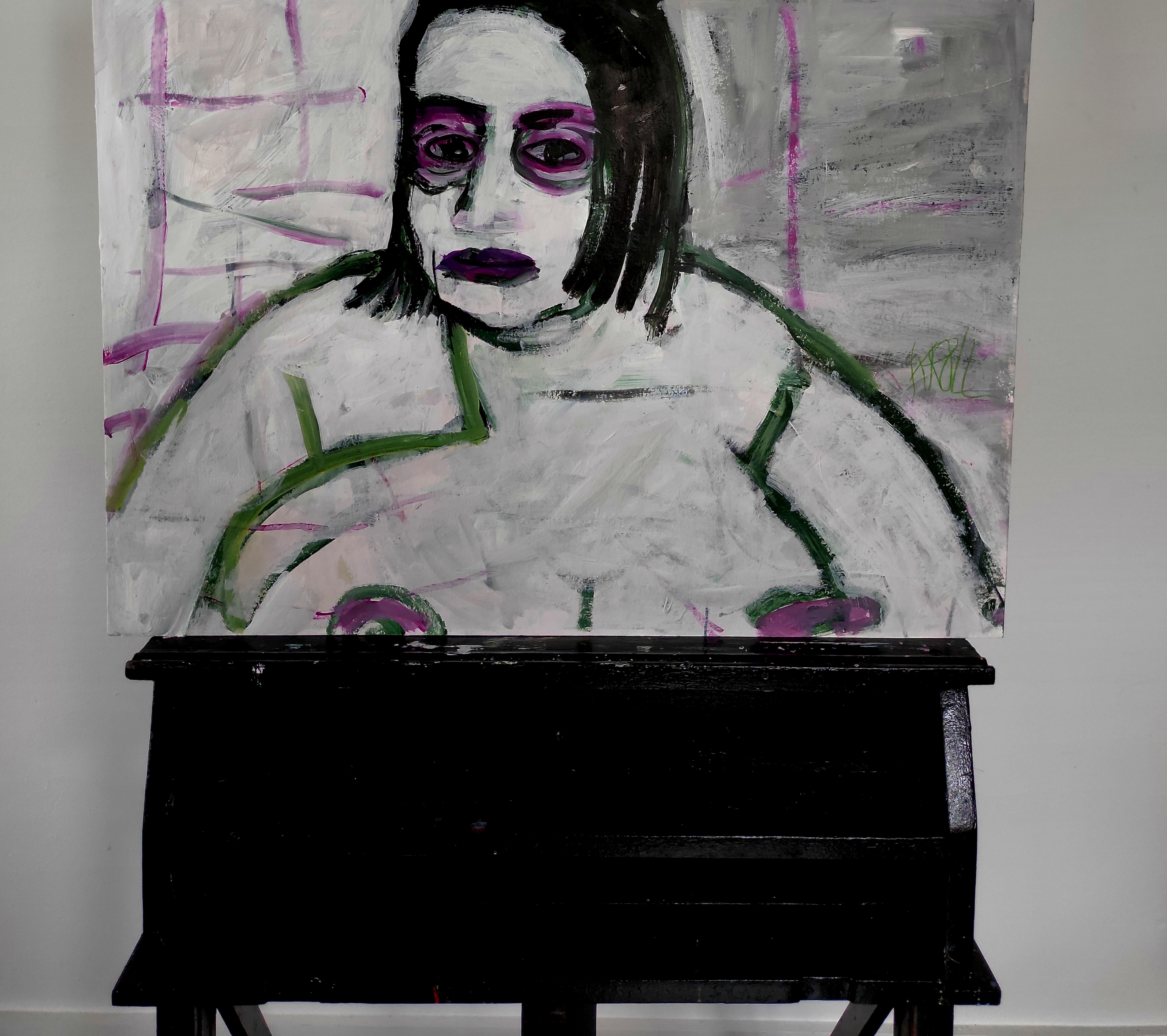 Woman portrait, Painting, Acrylic on Paper For Sale 1