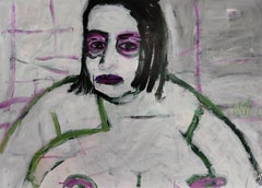 Porträt einer Frau, Gemälde, Acryl auf Papier