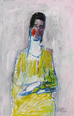 Woman with red cheeks, Painting, Acrylic on Paper