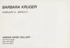 Barbara Kruger, Annina Nosei, 1986 (Einladungskarte)