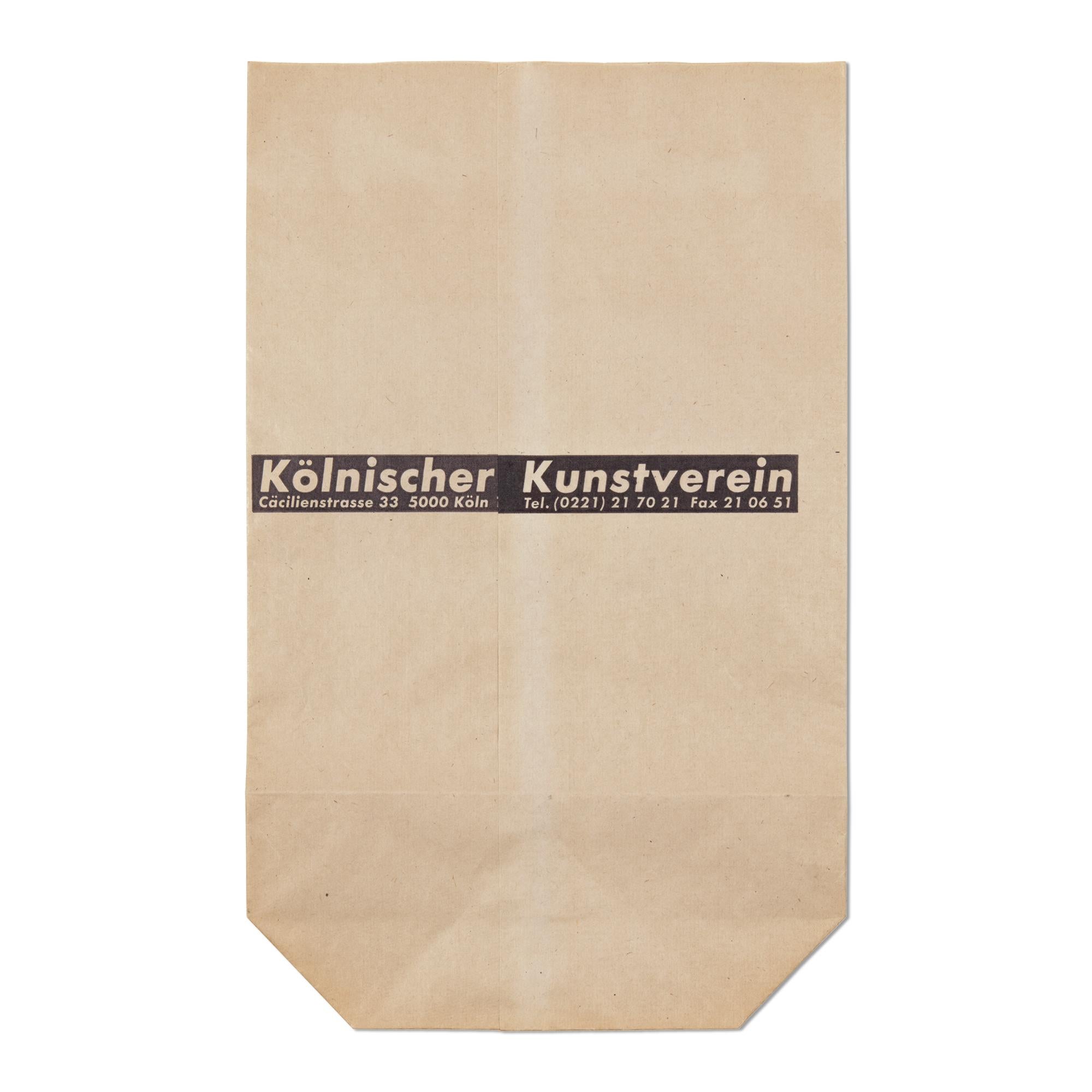 Barbara Kruger (1945, American)
I Shop Therefore I Am, 1990
Medium: Photolithograph on paper shopping bag
Edition size: 9000
Dimensions: 17 5/16 x 10 3/4 in (43.9 x 27.3 cm)
Publisher: Kölnischer Kunstverein, Cologne
Printer: Zechel & Co. GmbH,