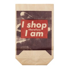 I Shop Therefore I Am – Bedruckte Papier-Einkaufstasche von Barbara Kruger