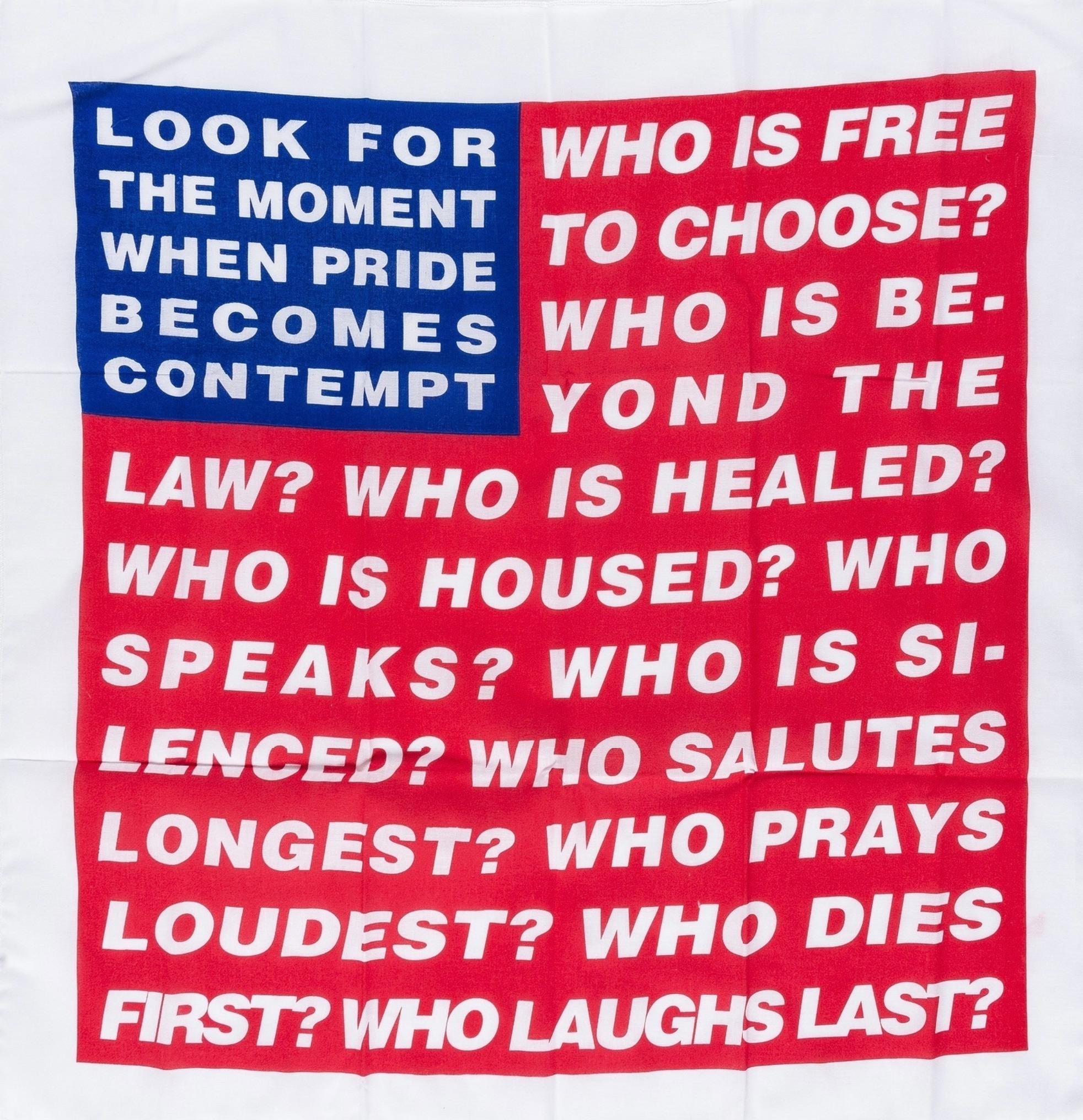 Senza titolo (Bandiera) -- Serigrafia, testo d'arte di Barbara Kruger