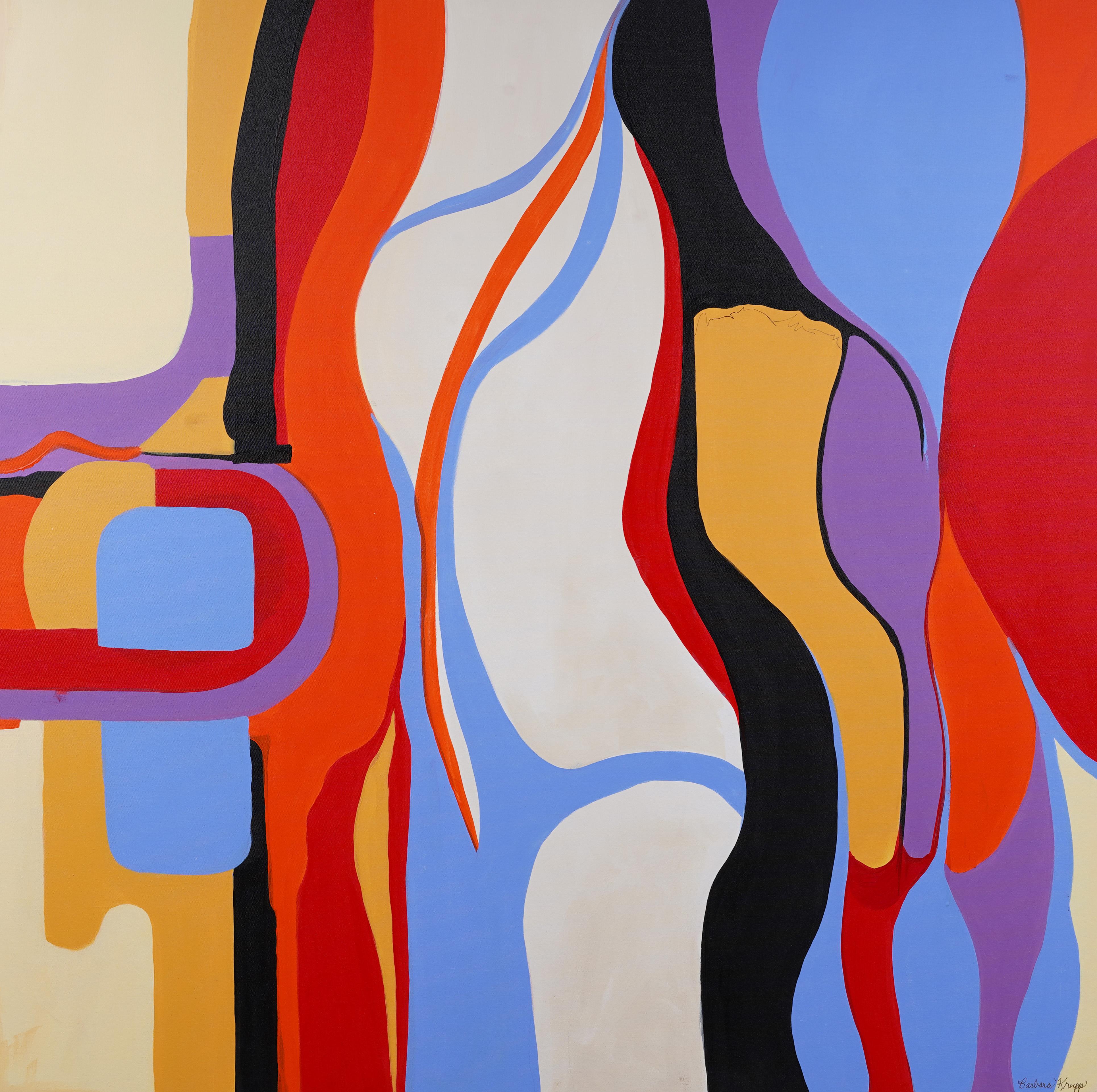 Peinture de femme expressionniste abstraite moderniste américaine signée - Expressionnisme abstrait Painting par Barbara Krupp