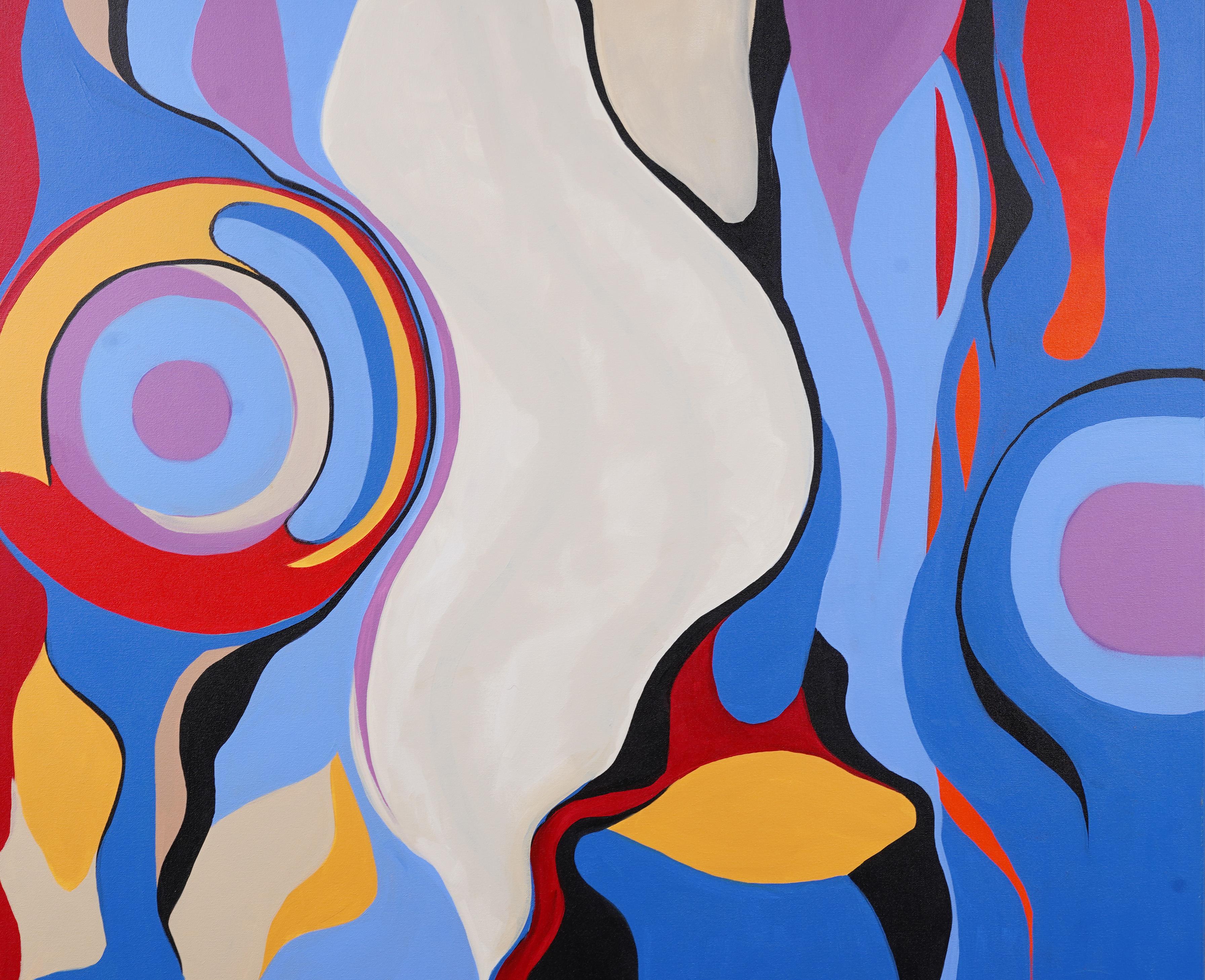 Grande et impressionnante peinture moderniste de Barbara Krupp. Un artiste important et bien répertorié. Les couleurs et le mouvement de cette peinture sont magnifiques. Huile sur toile. Signé.
