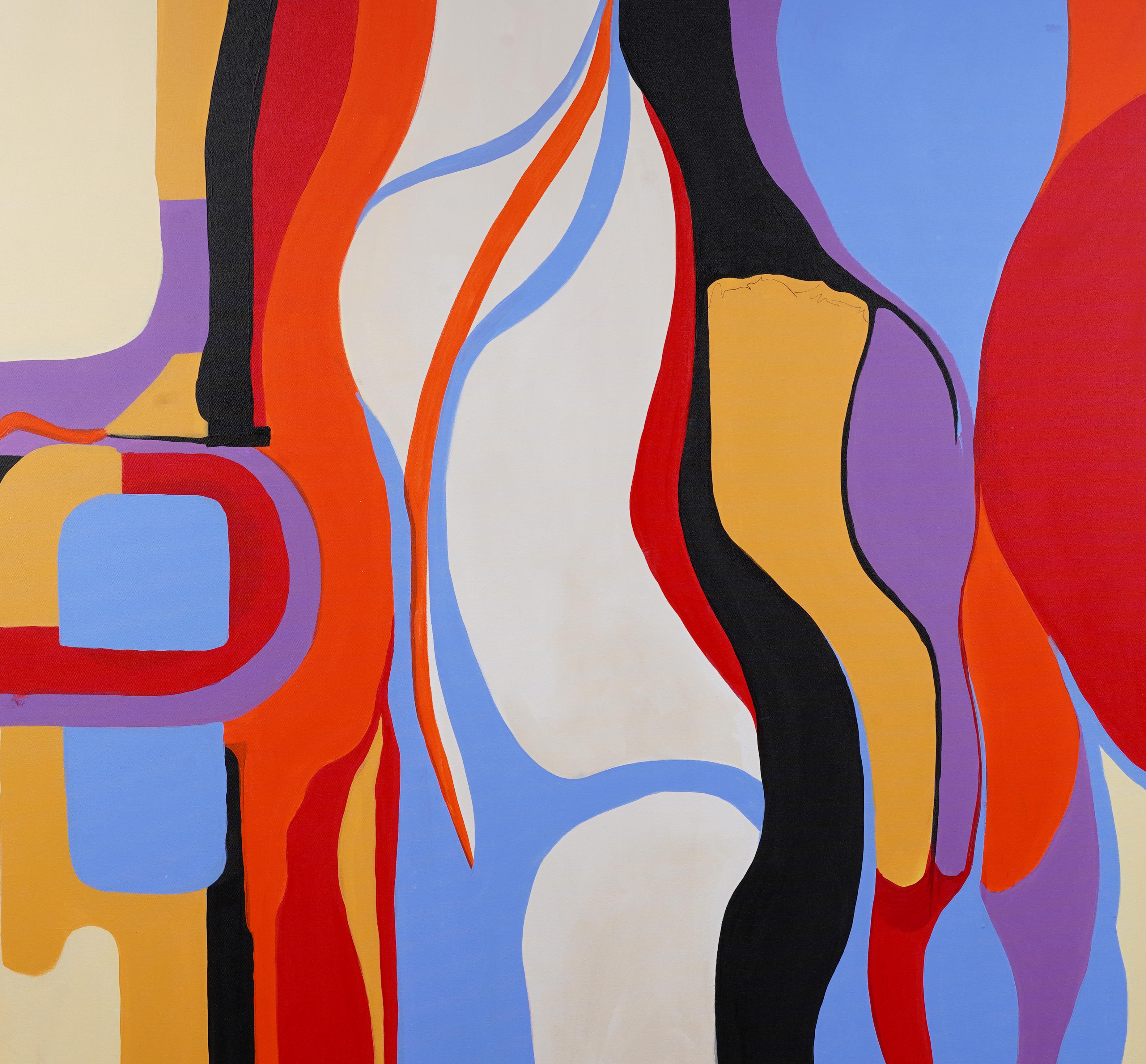 Grande et impressionnante peinture moderniste de Barbara Krupp.  Un artiste important et bien répertorié.  Les couleurs et le mouvement de cette peinture sont magnifiques.  Huile sur toile.  Signé. 