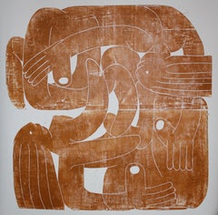 "compressed relationship" -- Woodcut Print by Barbara Kuebel, 2023