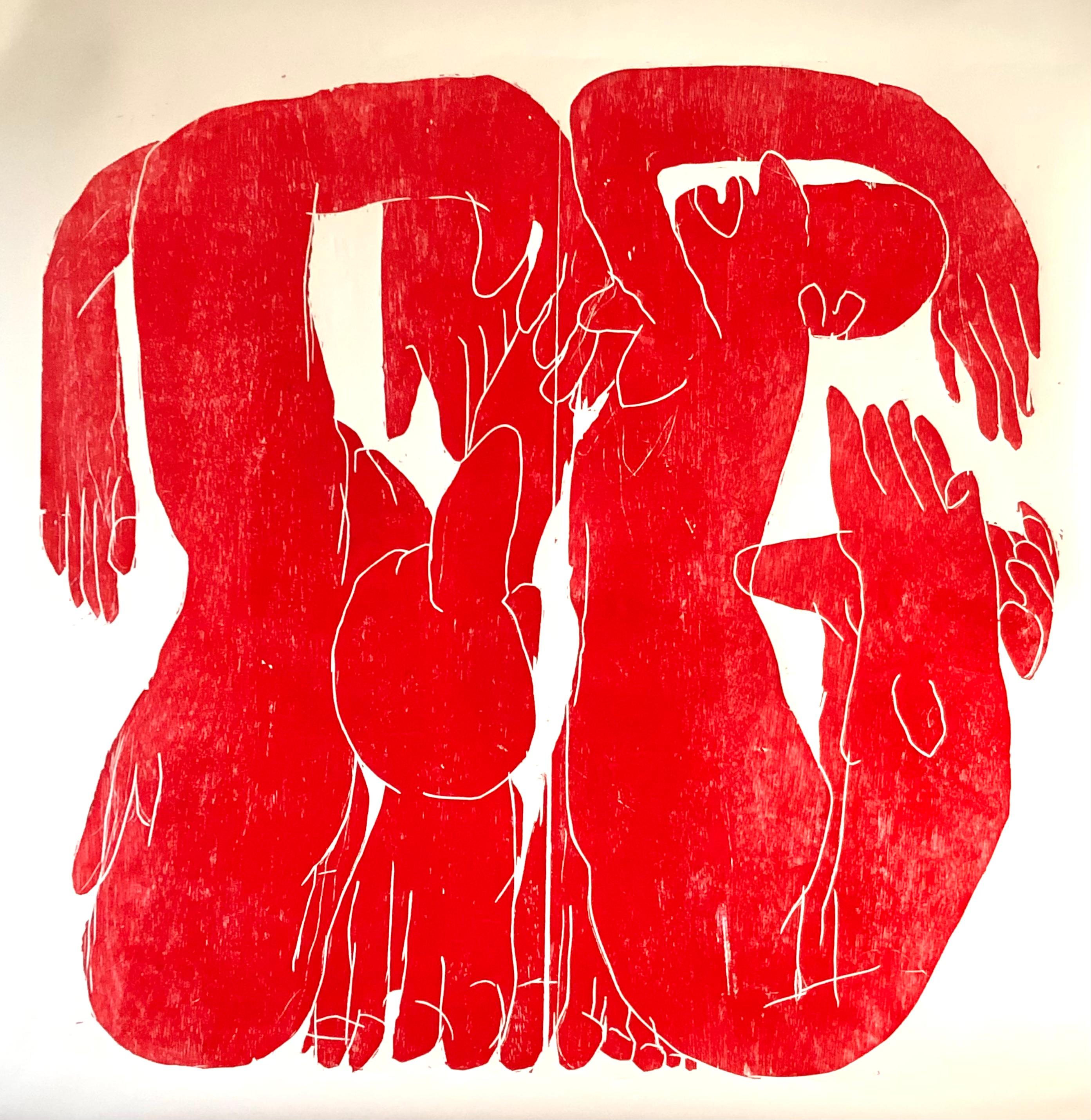 espace d'essai avec un corps/couleur rouge - Print de Barbara Kuebel