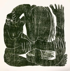 Turning to one point, œuvre imprimée à la main, gravure sur bois