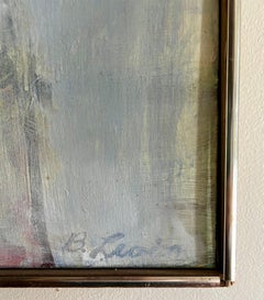 Raro cuadro abstracto moderno firmado por Barbara Levin en estilo de mediados de siglo