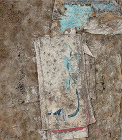 "R.I.P.S" Abstract Collage in Blue and Gray, 1985