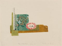 Romantic Mixed Media Collage with Turquoise Flower & Red Heart, July 1972