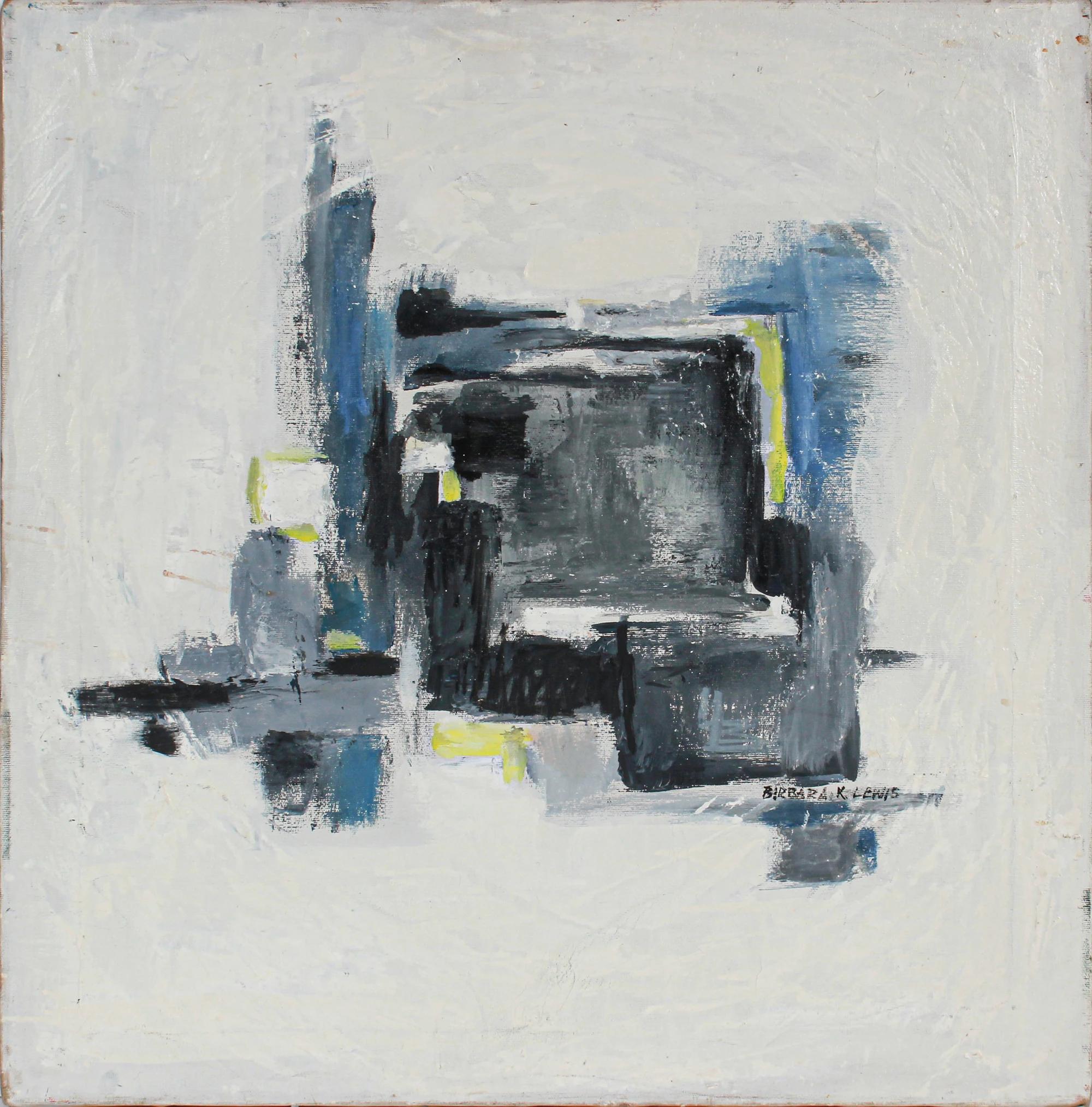 Barbara Lewis Abstract Painting - "Loop in Winter" 20th Century Oil Painting Abstract in Blue