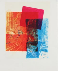 Abstracted Color Block Cityscape 1970 Serigraph
