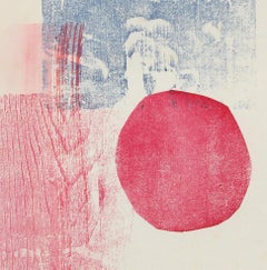 Circular and Rectilinear Forms Late 20th Century Print in Blue and Red