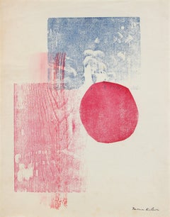 Circular and Rectilinear Forms Late 20th Century Print in Blue and Red