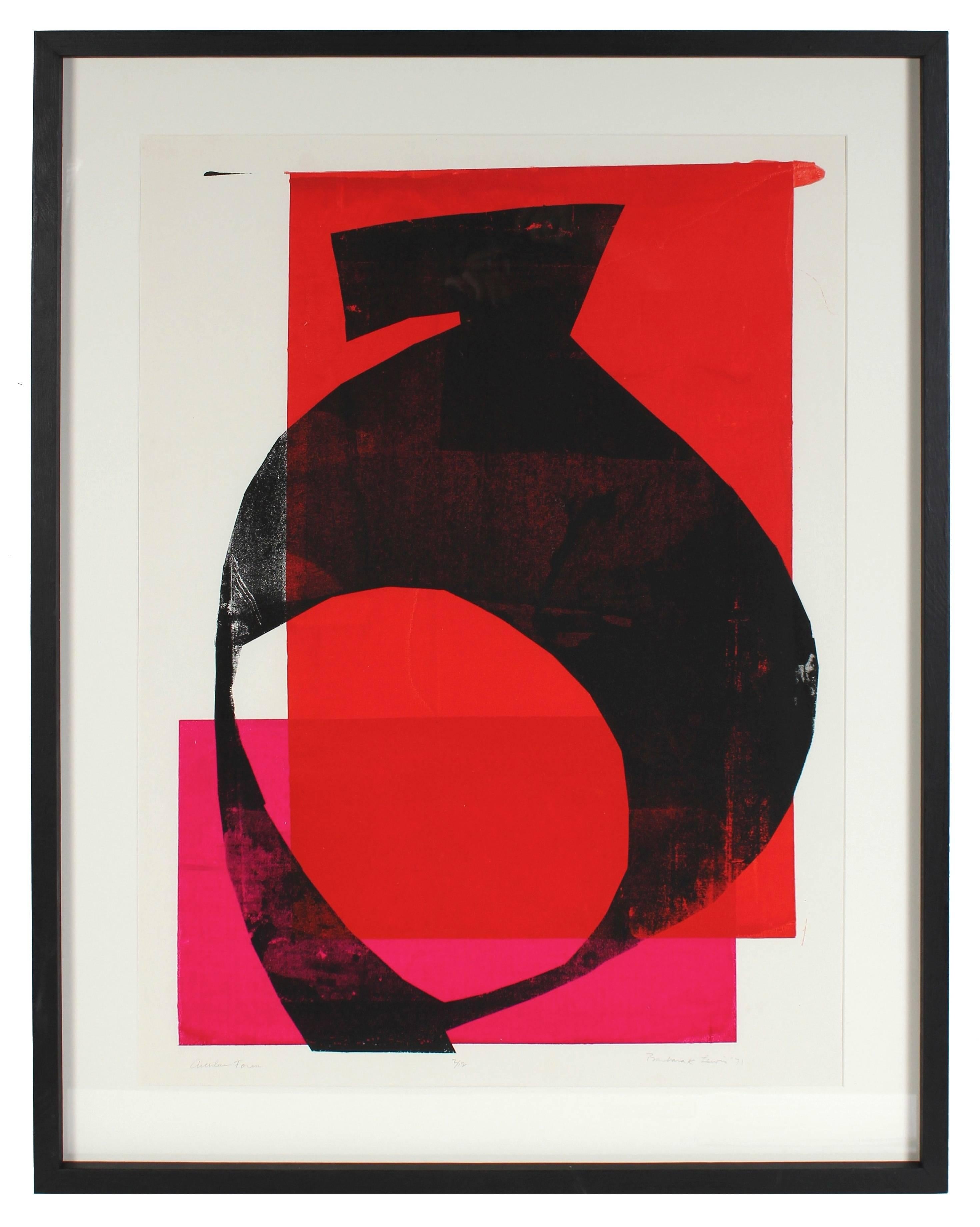 Barbara Lewis Abstract Print - "Circular Form" Large Abstract Serigraph, 1971