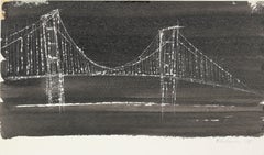 Ink and Scratch Technique Of A City Bridge