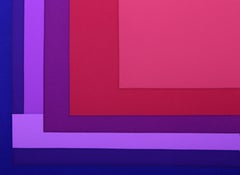 Sérigraphie géométrique abstraite colorée rouge impériale de Barbara Lynch Zinkel