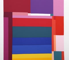 Rainbow I, sérigraphie géométrique colorée et abstraite de Barbara Lynch Zinkel