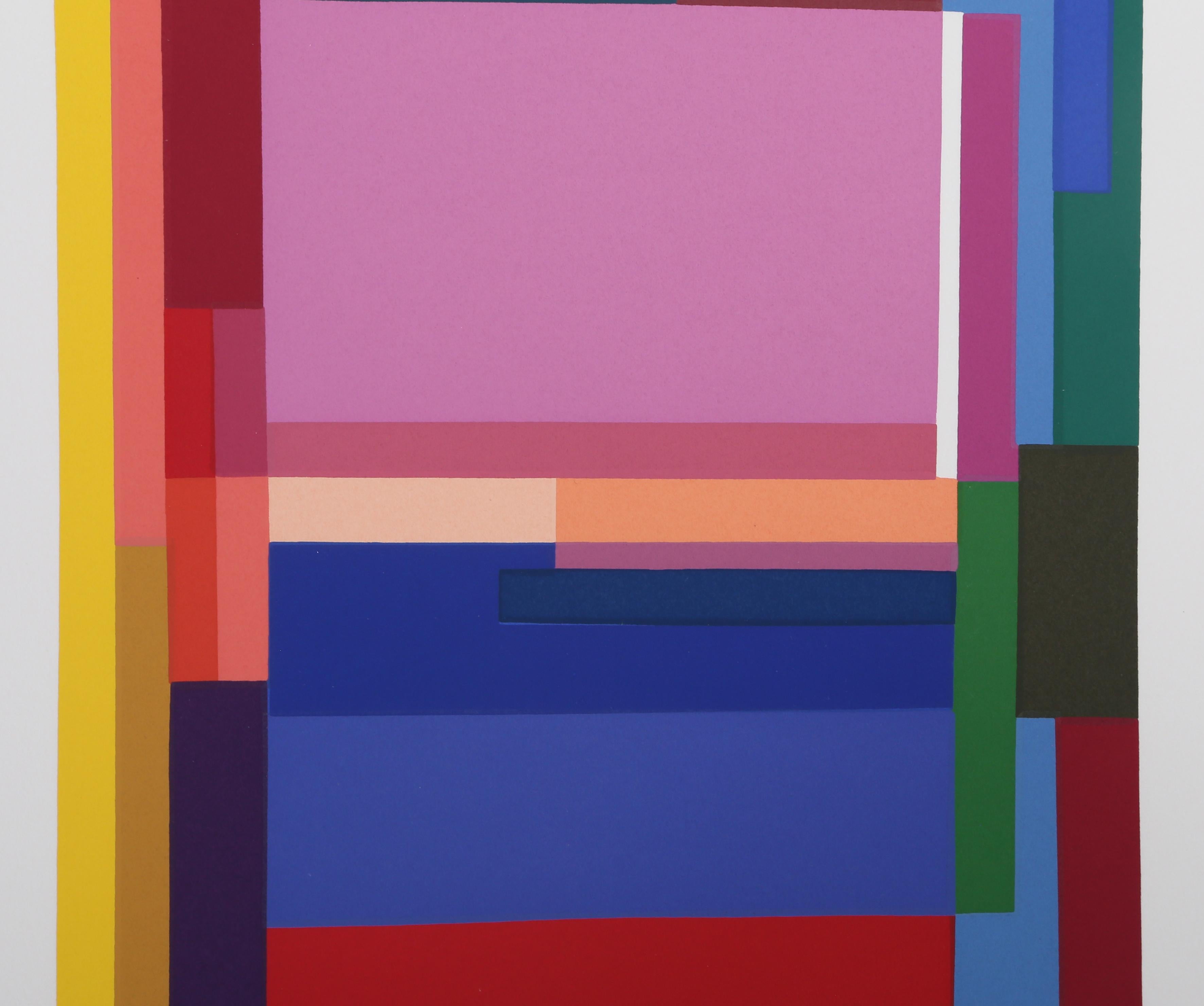 Rainbow II, Colorful Geometric Silkscreen by Barbara Lynch Zinkel For Sale 1