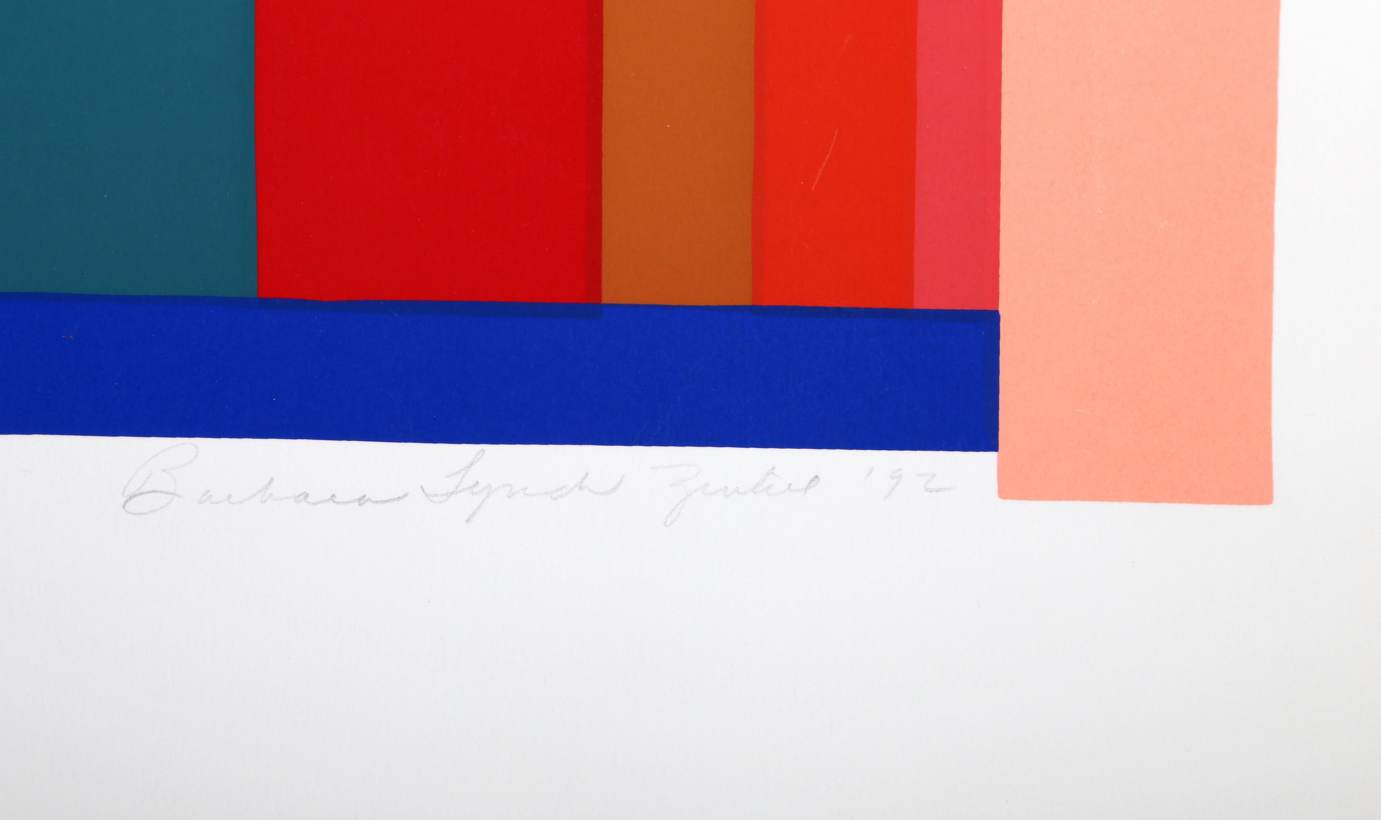 Reverie, farbenfroher geometrischer Siebdruck aus Seide von Barbara Lynch Zinkel im Angebot 3