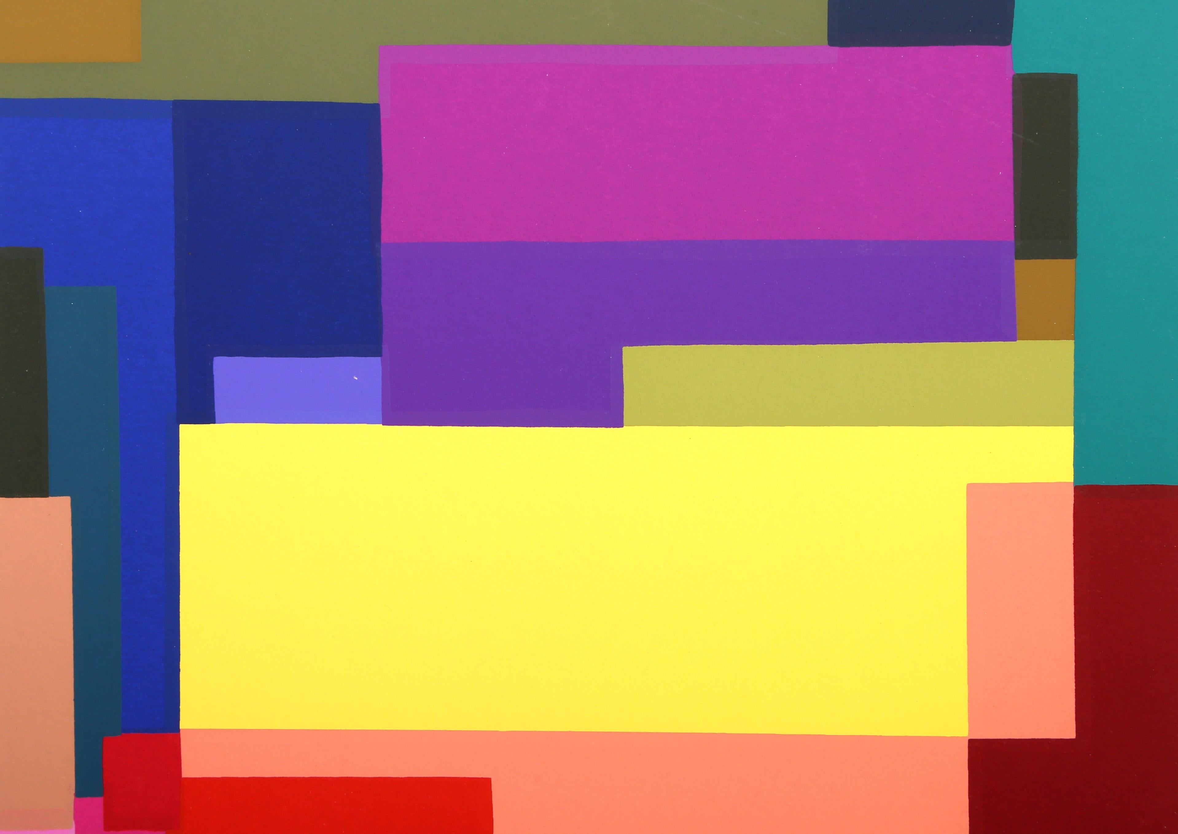 Shadow II, Colorful Geometric Silkscreen by Barbara Lynch Zinkel For Sale 1