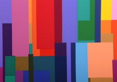 Sunrise, Colorful Geometric Screenprint by Barbara Lynch Zinkel