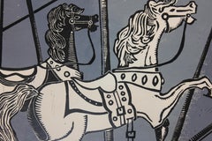 "Carousel 1" Animal Serigraph in Blue Tones