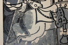 "Carousel" Blue Abstract Horse Serigraph