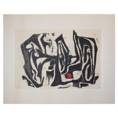 "Emphasis" Abstract Black and Red Serigraph