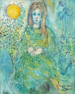 Mid Century La Prima Vera Portrait of Girl with Balloon