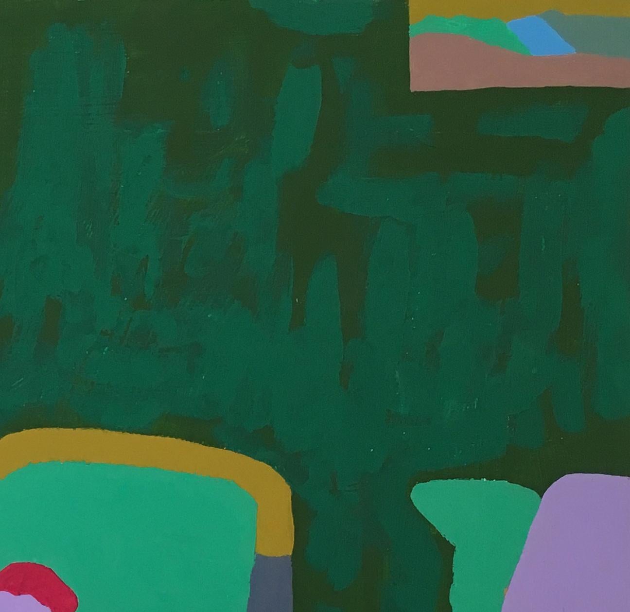 Recolección 106 (Auvillar), verde, brillante,  abstracto, geométrico - Painting de Barbara Marks
